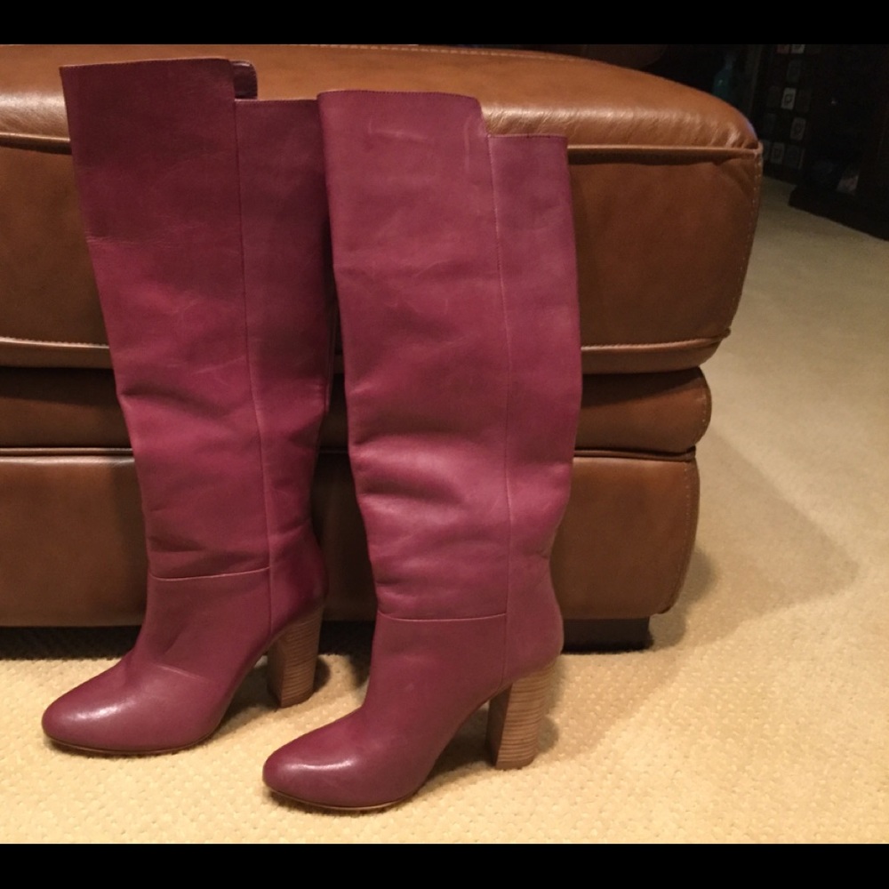 Kate Spade maroon leather tall boots size 8